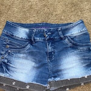 Aeropostale Blue Jean Shorts with Floral Trim